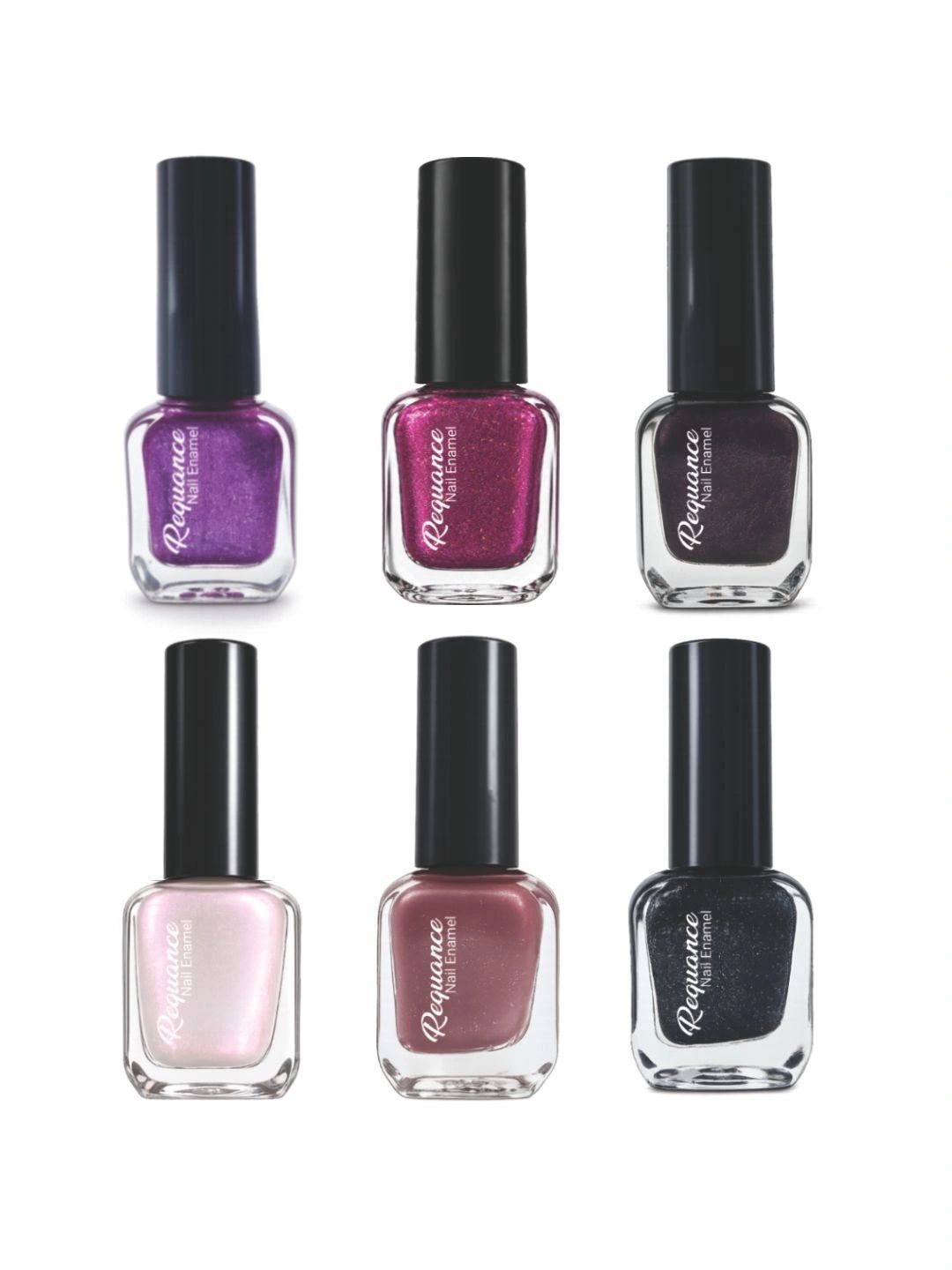 REQUANCE 6-Pcs Long Lasting Nail Polish-6ml Each Rose Noir-Purple-Plum-Pearl-Rose-Black-image-45