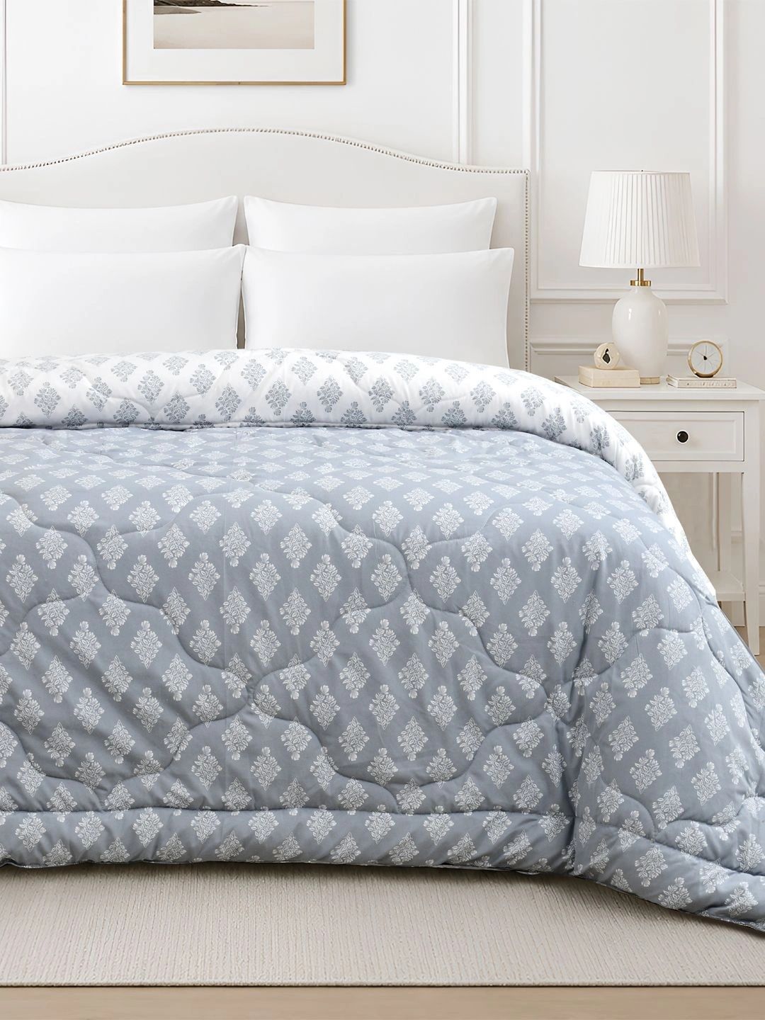 Sangria Blue Floral Microfiber AC Room 150 GSM Comforter-image-15