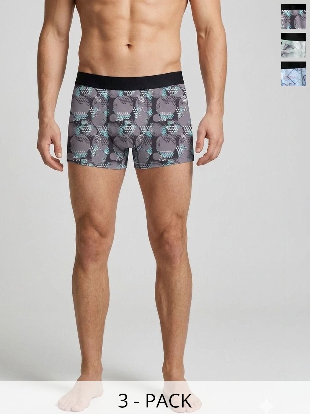 JISHVA Pack of 3 Printed Trunks-picture-50