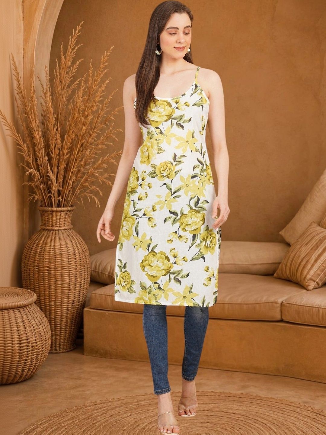 Anouk Rustic Floral Printed Pure Cotton Blend Khadi Kurti-picture-10