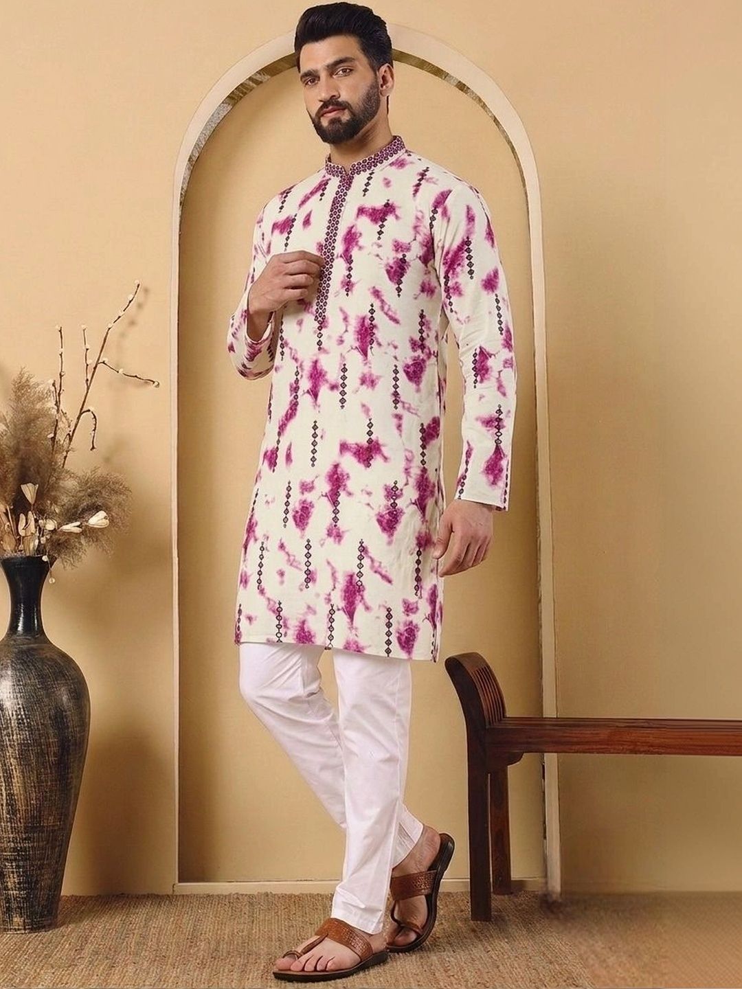Anouk Men Printed Thread Work Kurta-picture-12