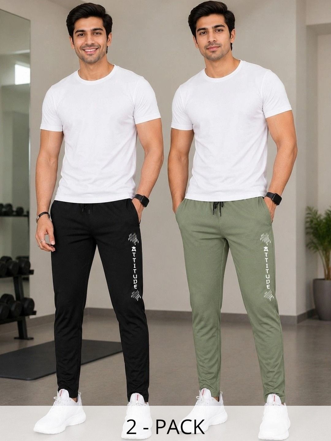 AVOLT Men Pack of 2 Regular Fit Typography Training Joggers-picture-21