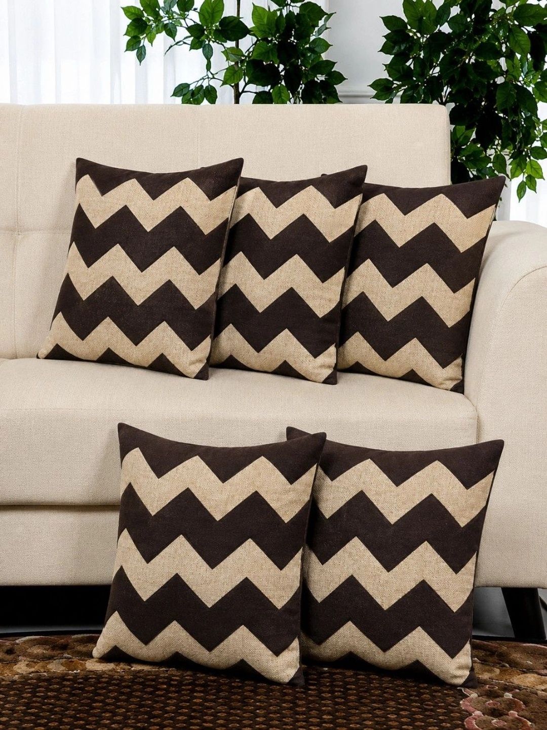 LOFEY Gold-Toned Set of 5 Square Cushion Covers-image-19
