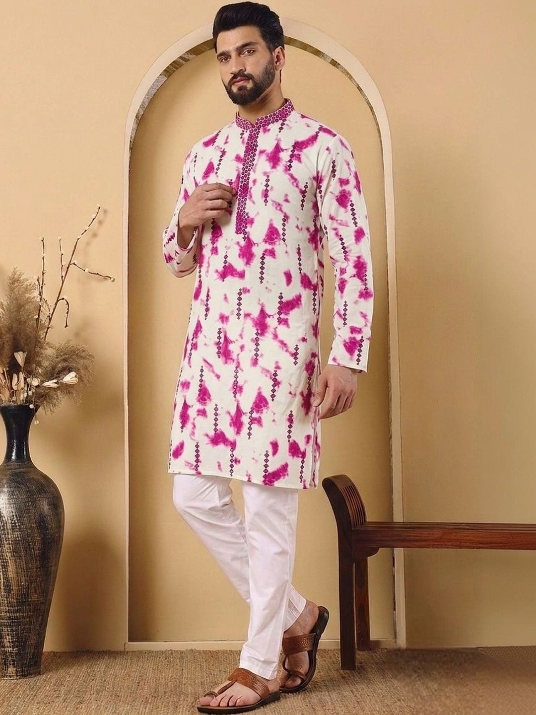 Anouk Men Leheriya Printed Thread Work Indie Prints Kurta-picture-23