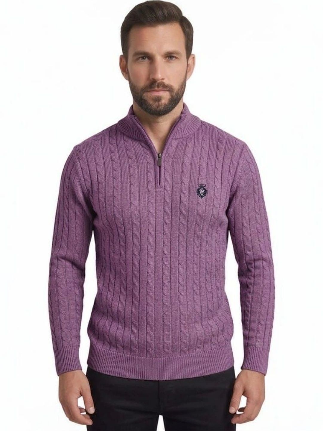 ALPHA CLUB Men Cable Knit Pullover-picture-25