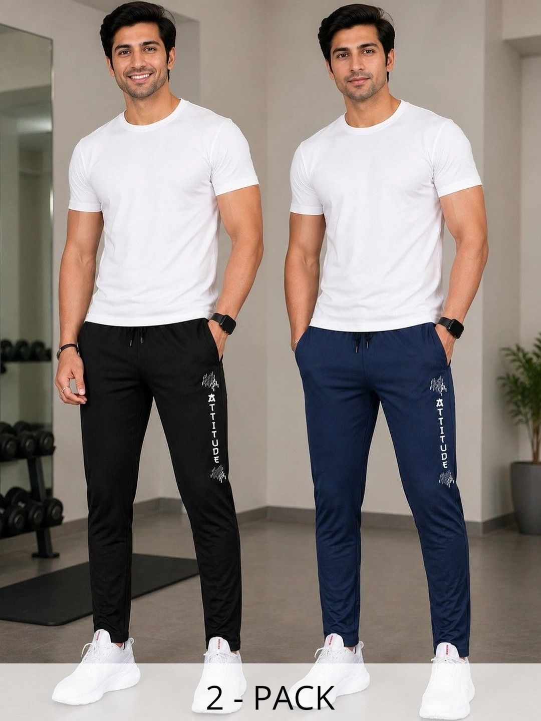 AVOLT Men Pack of 2 Regular Fit Brand Logo Training Joggers-image-49