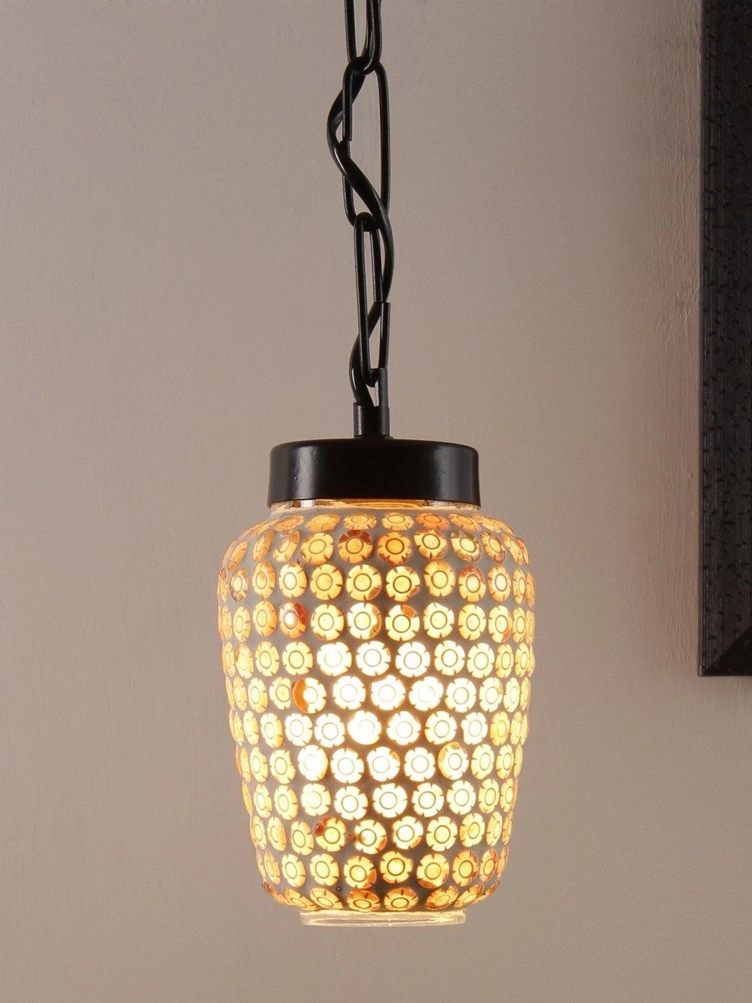 Myntra Elegant Homes Multicoloured Textured Glass Ceiling Lamp-picture-22