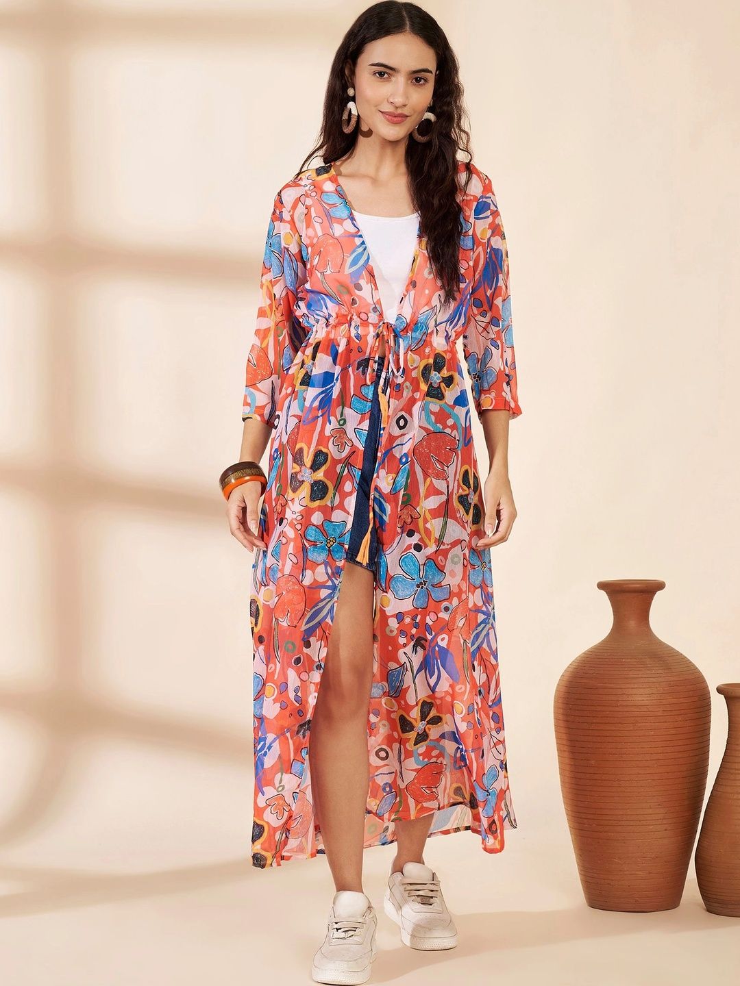 CORSICA Women Printed Longline Tie-Up Shrug-picture-36