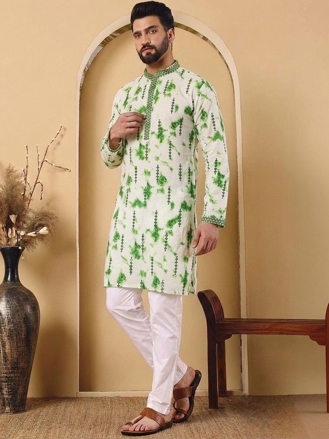 Anouk Men Printed Thread Work Indie Prints Kurta-picture-48