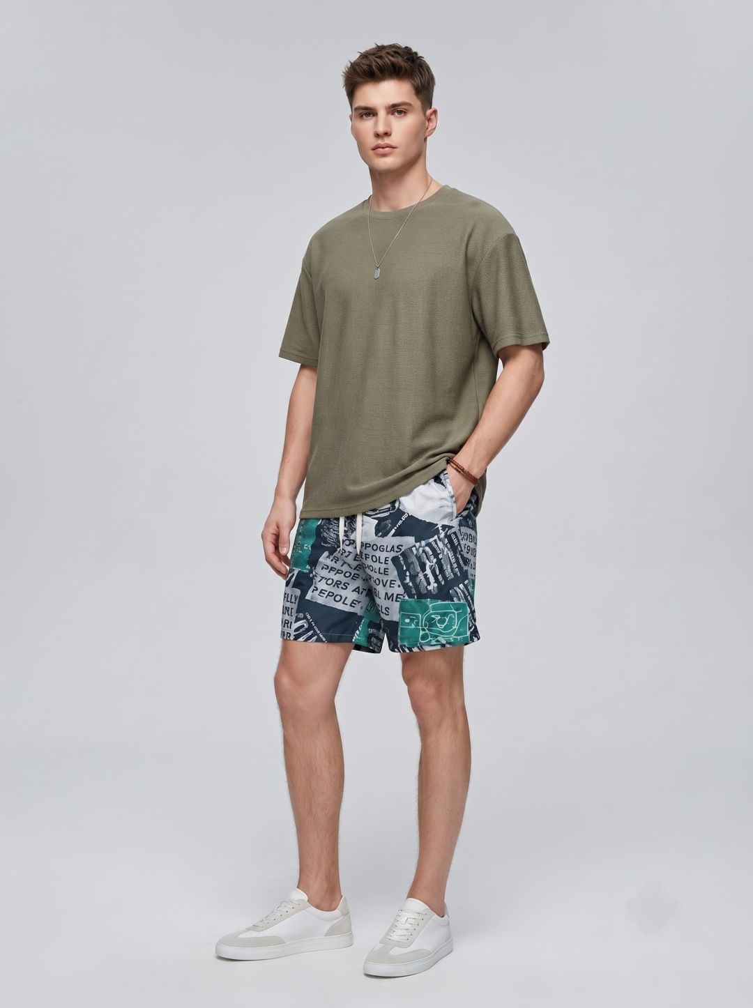 Suo Men Typography Printed Shorts-picture-55