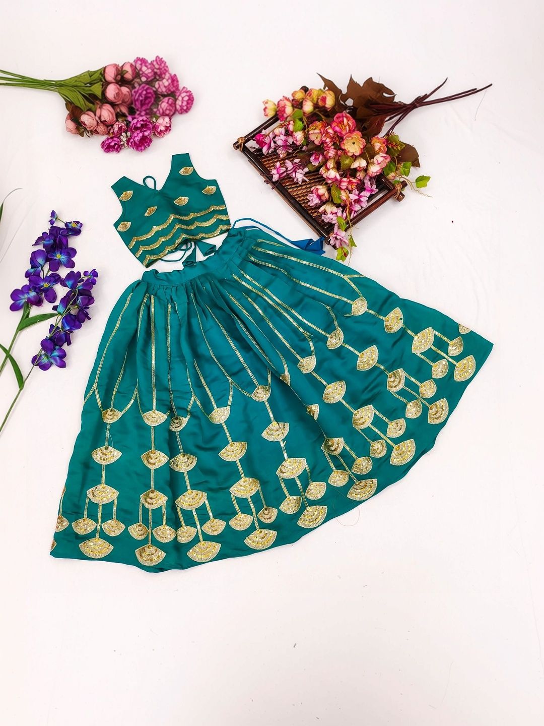 DRISHIV ENTERPRISE Girls Embellished Sequinned Ready to Wear Lehenga &-picture-19