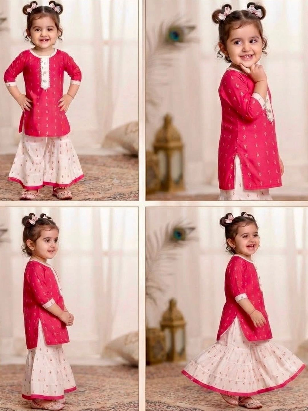 NEW GEN Girls Ethnic Motifs Printed Regular Pure Cotton Kurta with Sharara-picture-39