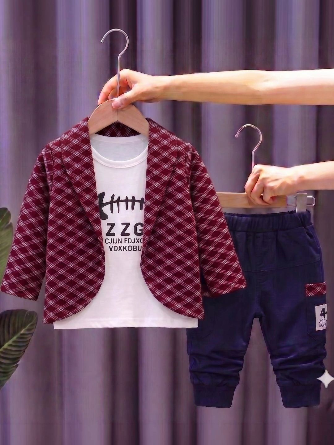 NEMI CREATION Boys Checked T-shirt with Trousers-picture-31