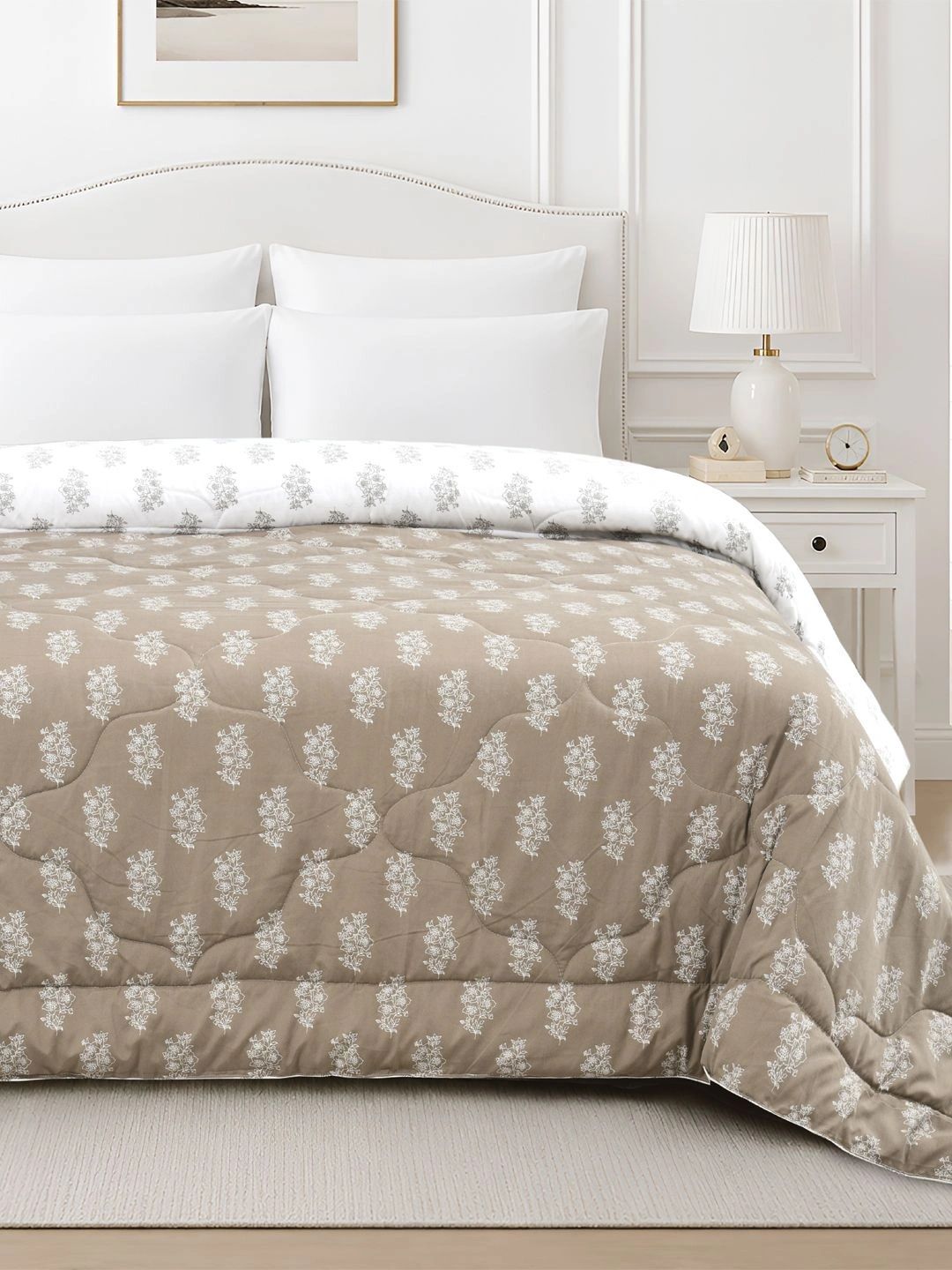 Sangria Brown Floral Microfiber AC Room 150 GSM Quilt-image-38