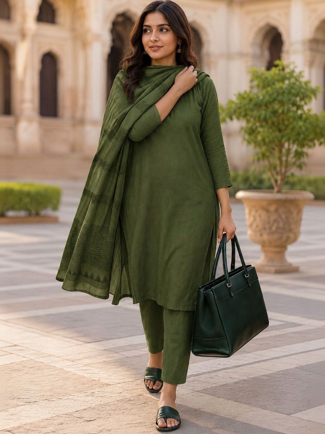 Rahigomar Women Regular Kurta with Trousers & With Dupatta-picture-58