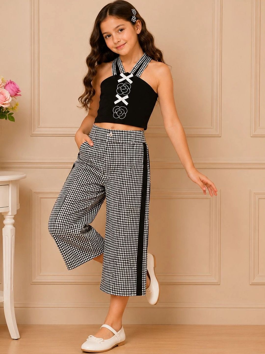 CUTECUMBER Girls Embellished Top with Palazzos-image-5