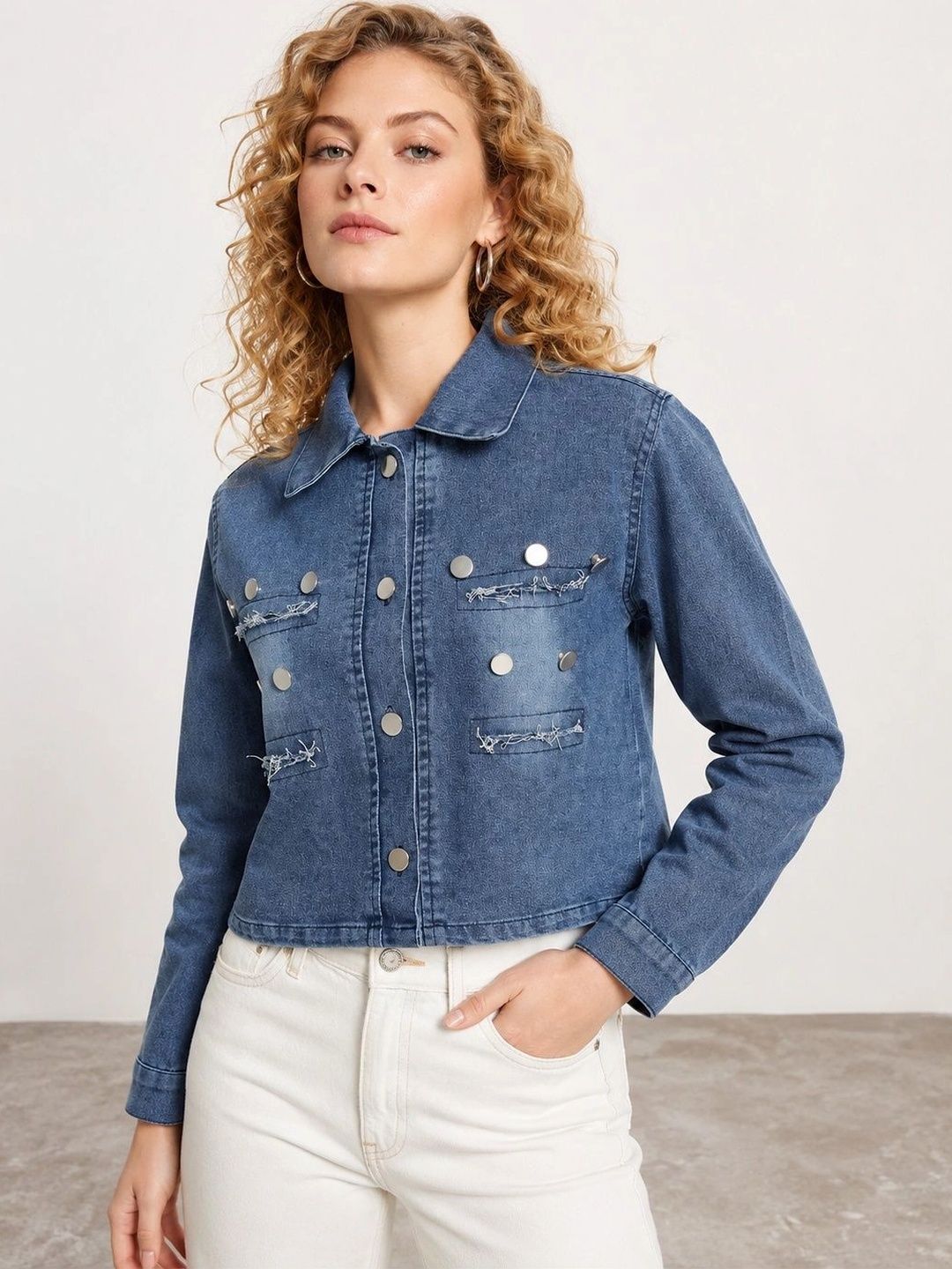 Muhuratam Women Crop Denim Jacket-picture-34