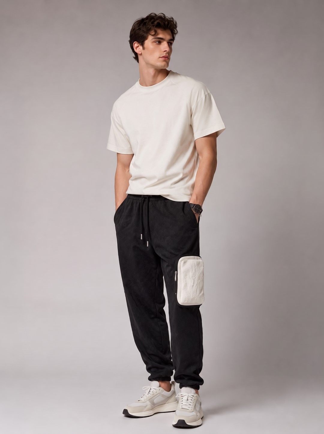 Suo Men Relaxed Fit Self Design Joggers-picture-51