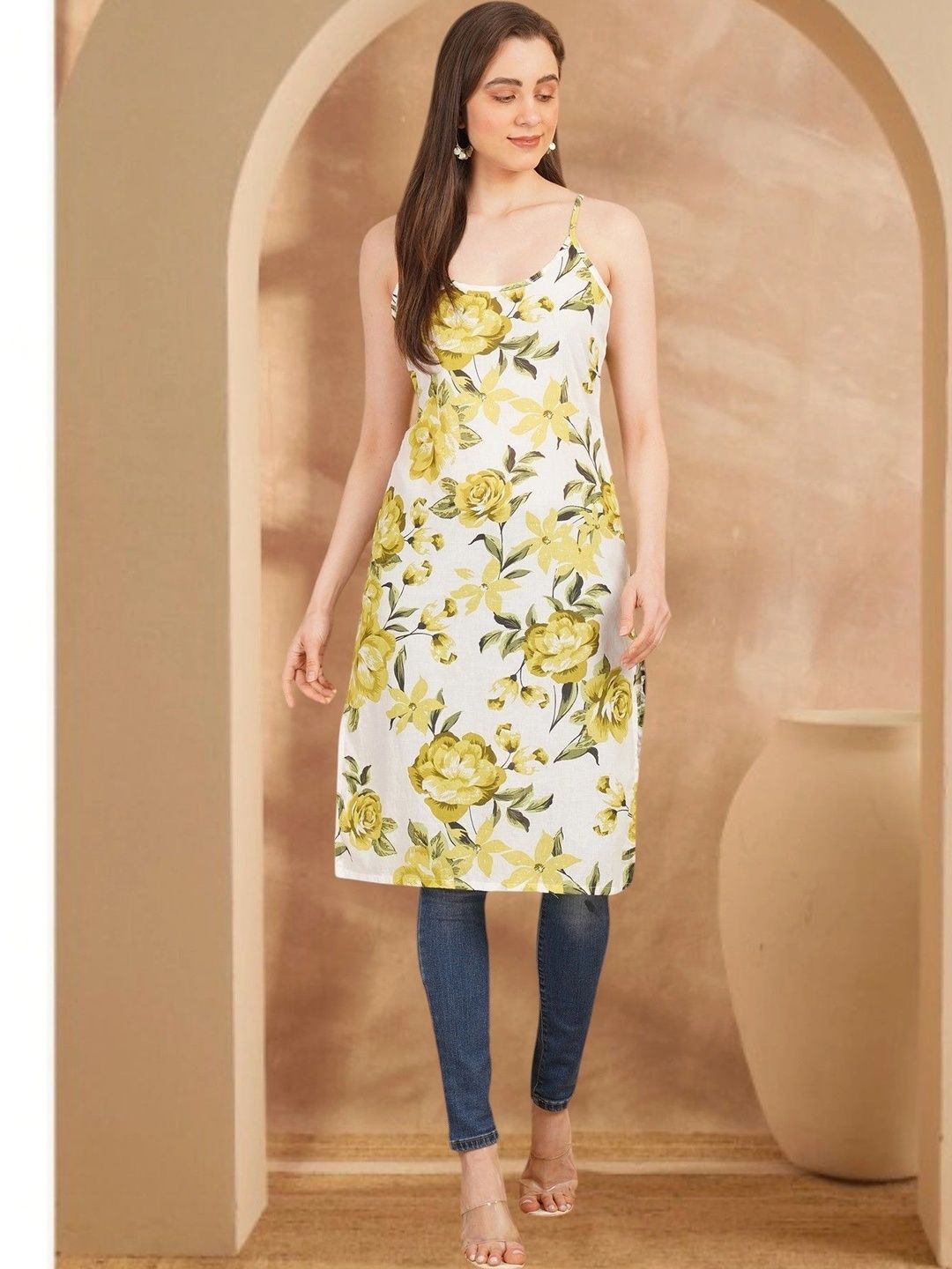 Anouk Rustic Floral Printed Pure Cotton Blend Khadi Kurti-picture-45