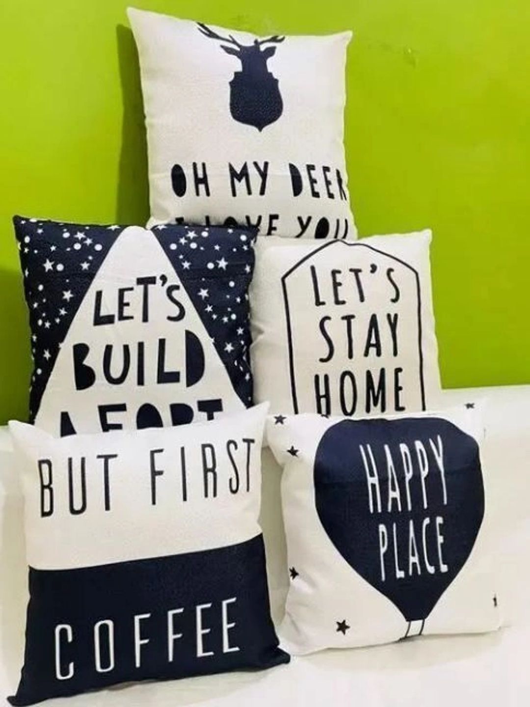 BALLEY Black Set of 5 Square Cushion Covers-picture-41