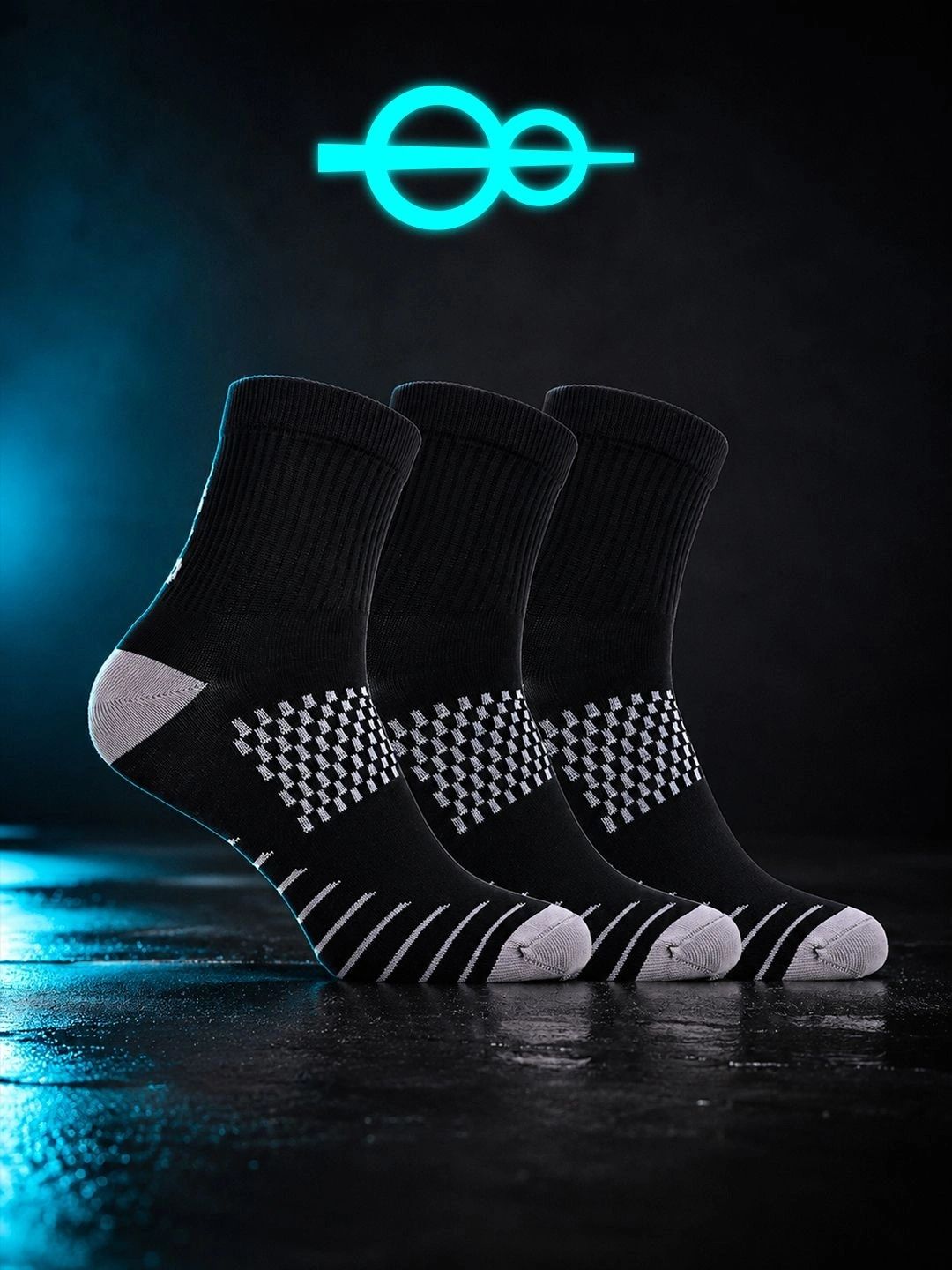 One8 Men Pack of 3 Assorted Patterned Above Ankle Socks-picture-10