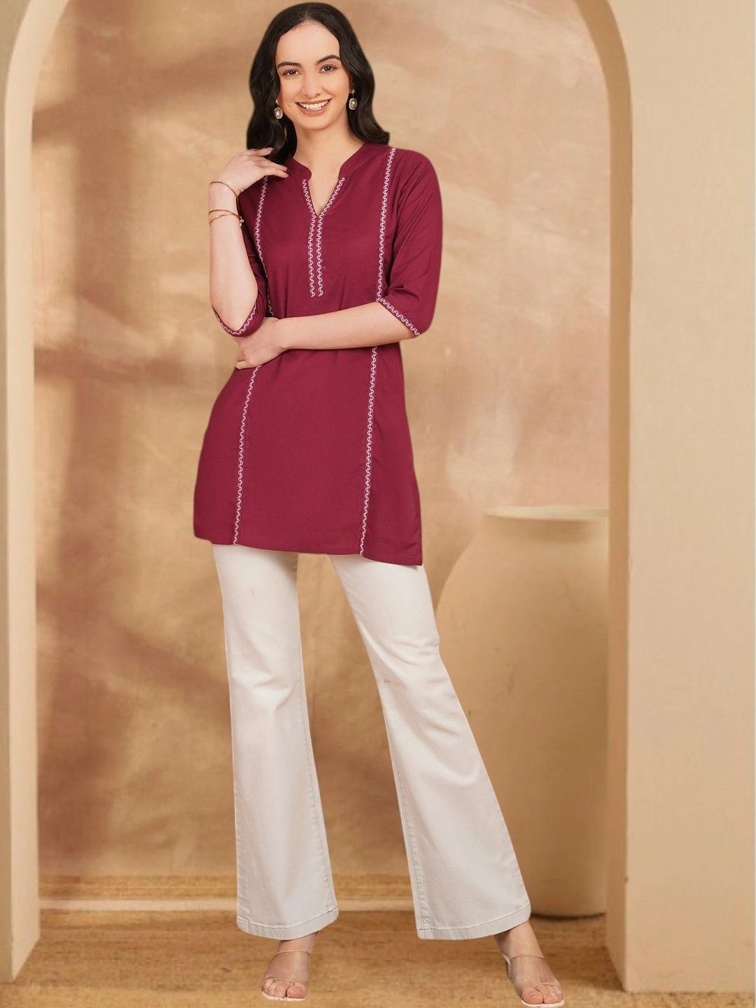 Anouk Rustic Embroidered Pure Cotton Blend Khadi Kurti-picture-19