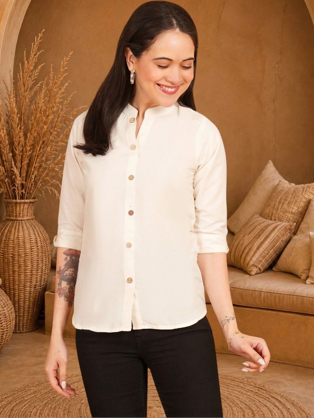 Anouk Rustic Pure Cotton Blend Khadi Kurti-picture-13