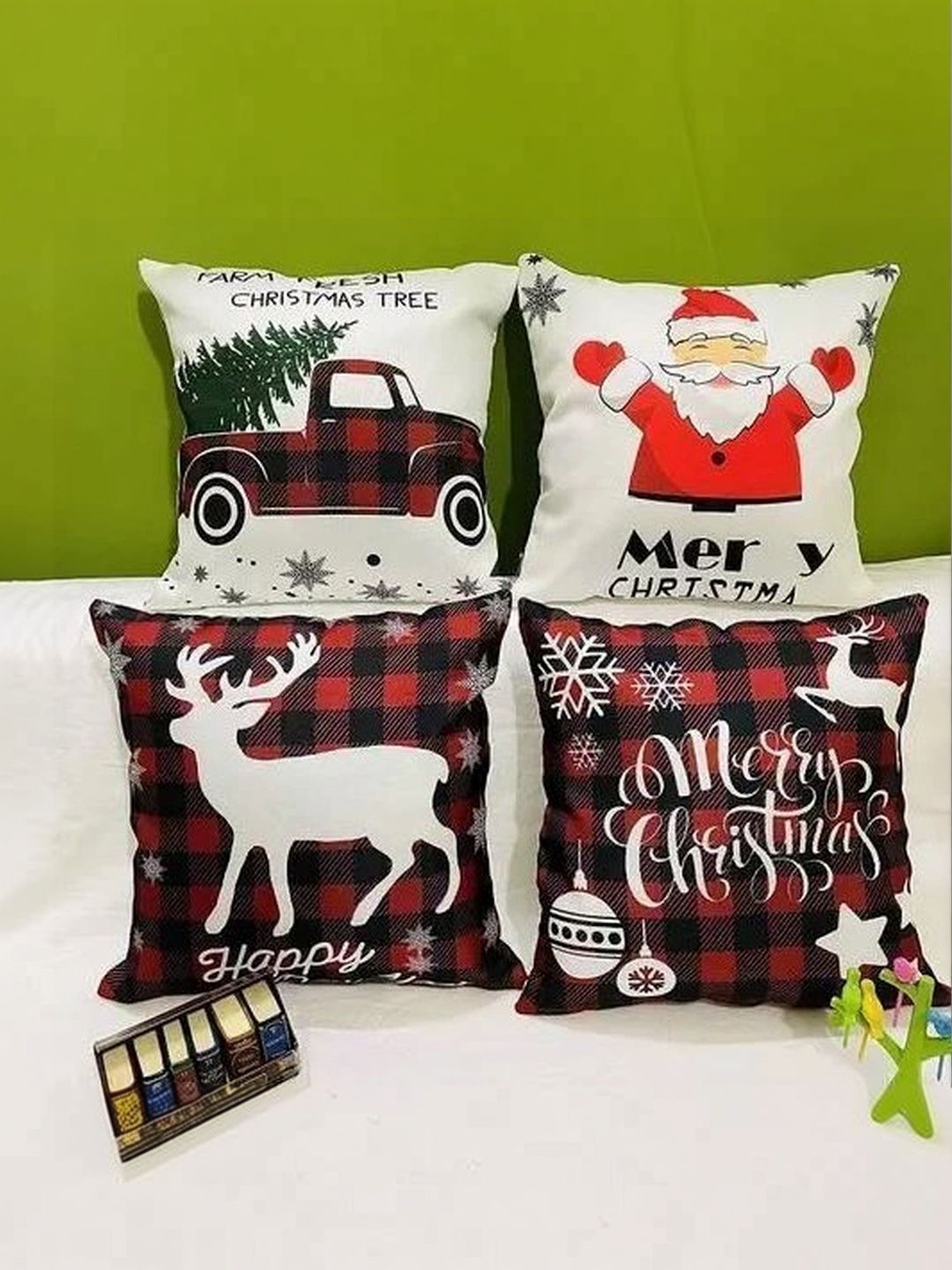 BALLEY Multicoloured Set of 4 Square Cushion Covers-image-13