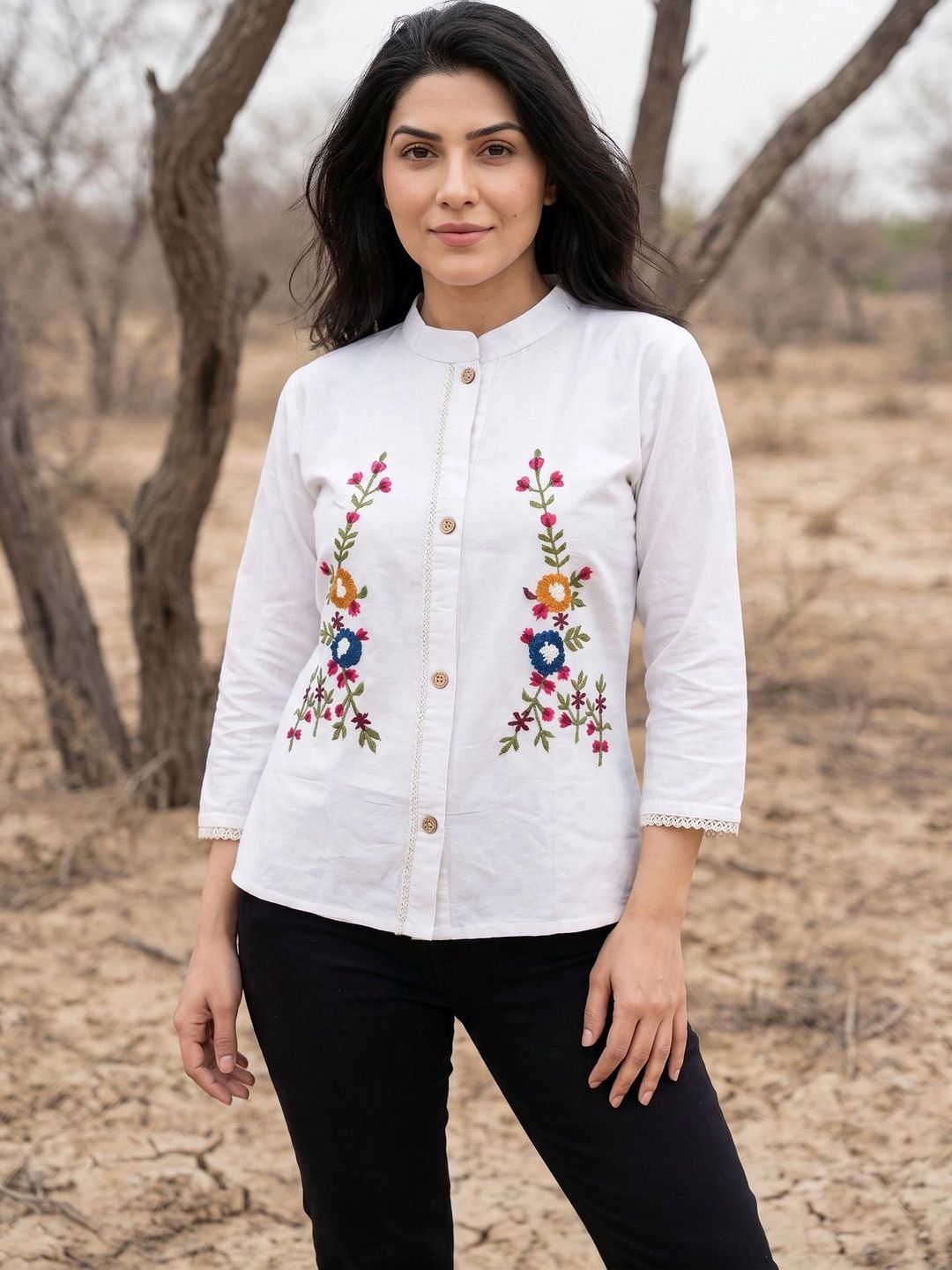 BLOUSEWALA Floral Embroidered Organic Cotton Top-picture-16