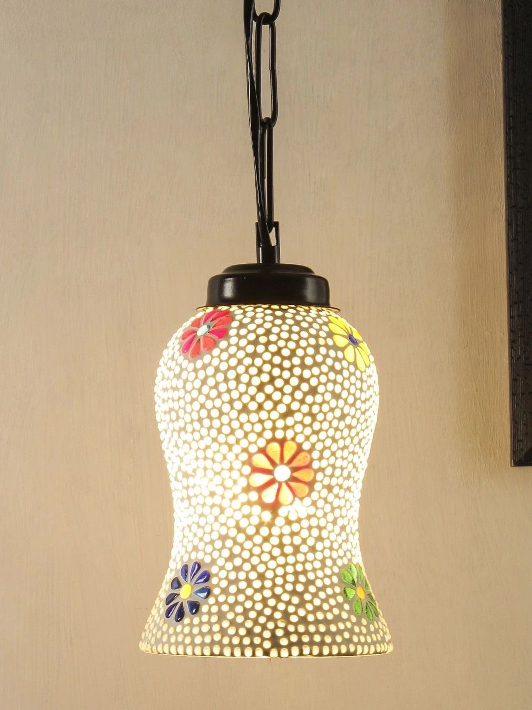 Myntra Elegant Homes Multicoloured Printed Glass Ceiling Lamp-picture-37
