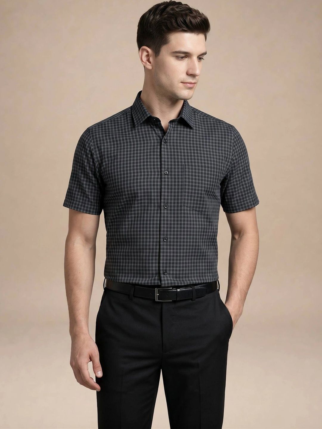 Turtle Men Standard Gingham Checks Checked Casual Shirt-picture-38