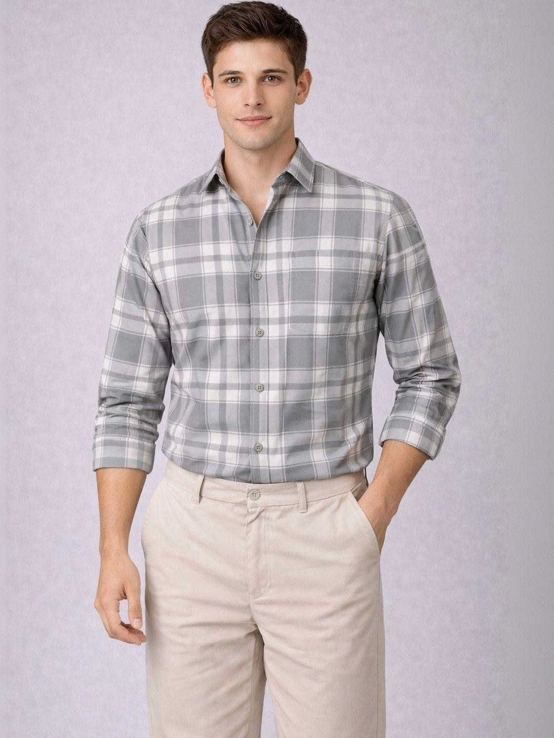 Studio-9 Men Classic Slim Fit Tartan Checks Checked Casual Shirt-picture-10
