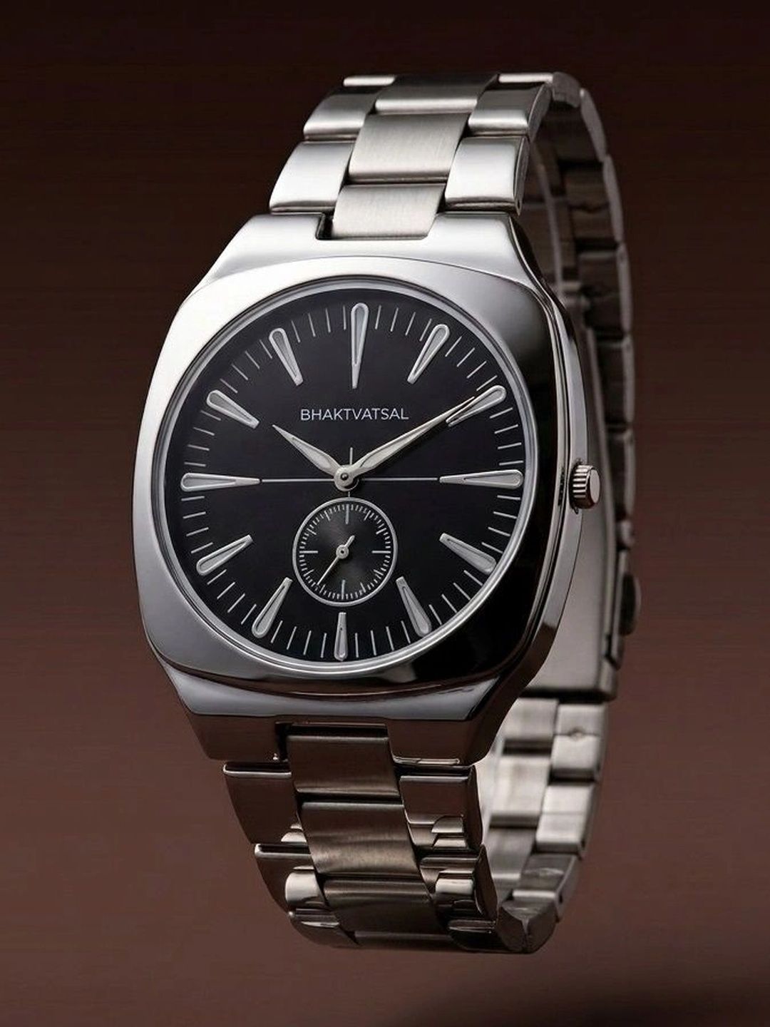 BHAKTVATSAL Men Brass Dial & Stainless Steel Bracelet Style Straps Analogue Watch MEN-21-BLACK-SINGLE-image-20