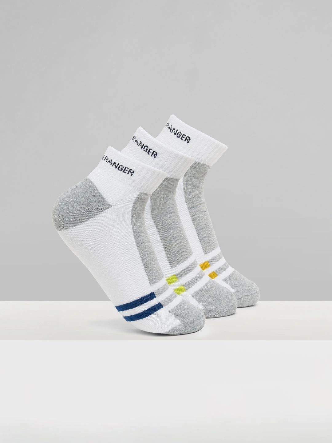 Urban Ranger by pantaloons Men Pack of 3 Cotton Blend Assorted Striped Ankle Length Socks-picture-12