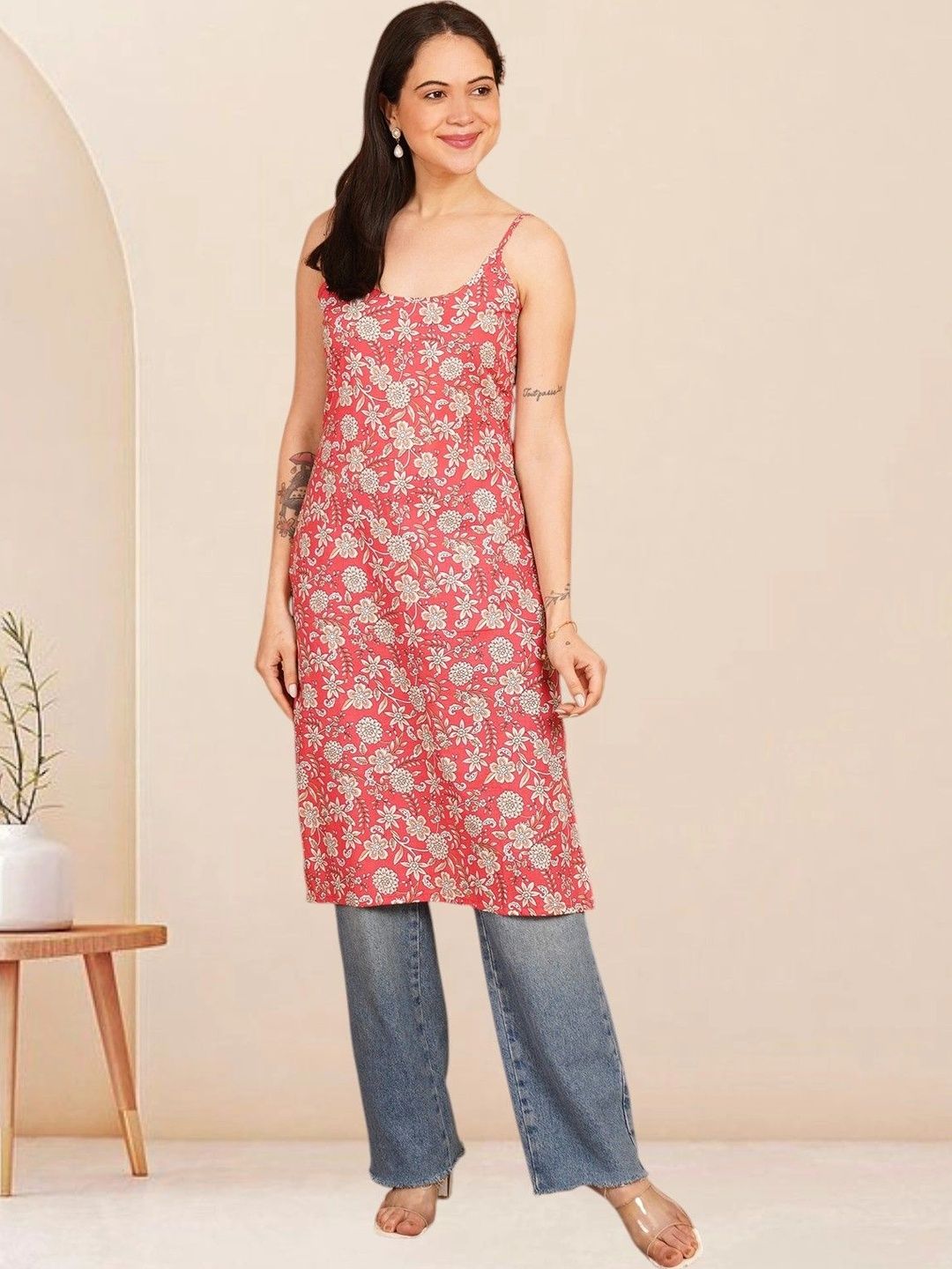 KALAMIR Floral Printed Pure Cotton Blend Khadi Kurti-picture-44