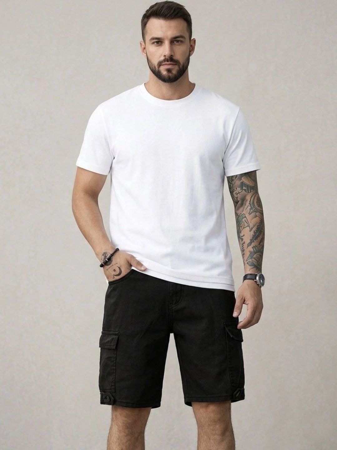 LERIYA FASHION Men High-Rise Cargo Shorts-picture-22