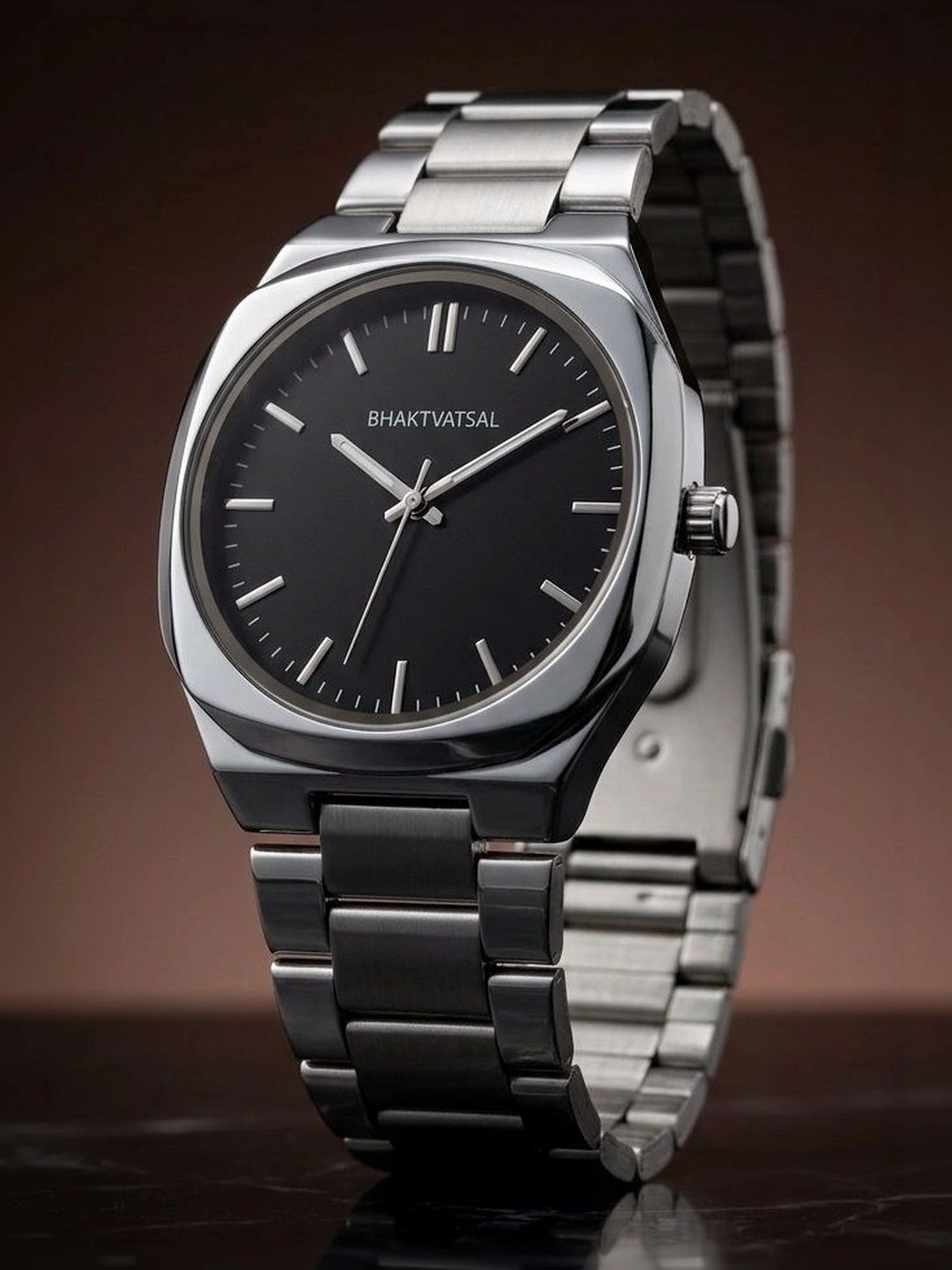 BHAKTVATSAL Men Brass Dial & Stainless Steel Bracelet Style Straps Analogue Watch MEN-31-BLACK-SINGLE-image-21