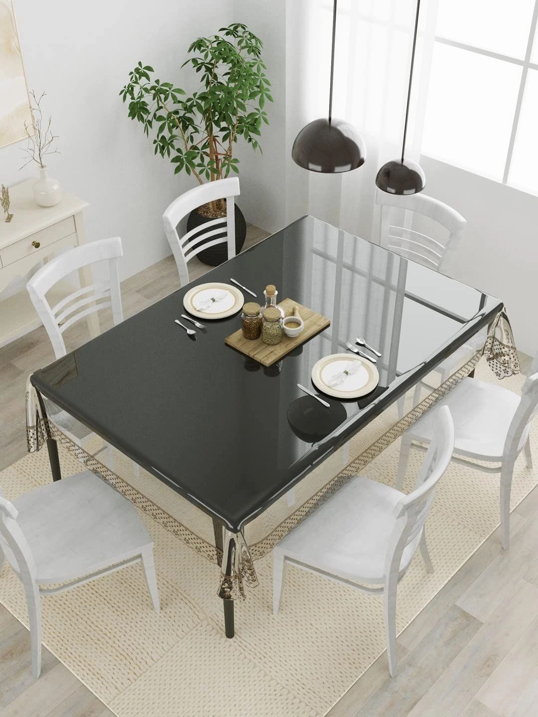 Aura Transparent Waterproof 6-Seater Table Cover with Embroidered details-image-13