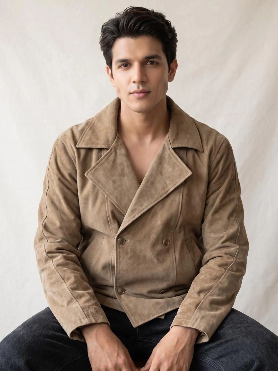 Mark Styling Men Suede Open Front Jacket-picture-20
