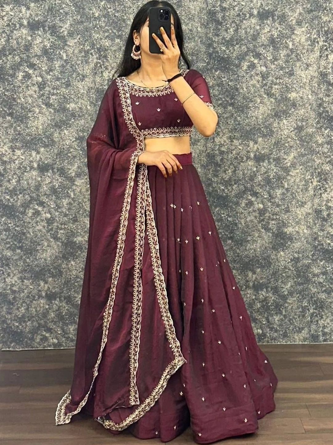 SRK STYLE Embroidered Thread Work Ready to Wear Lehenga & Blouse With Dupatta-image-18