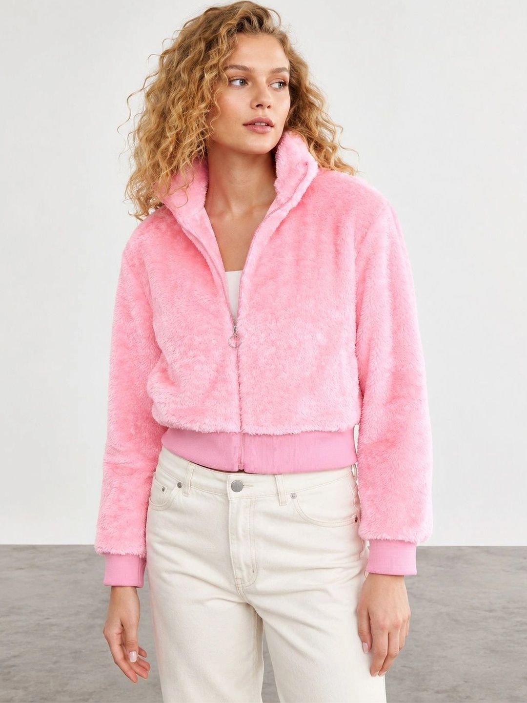 Muhuratam Women Woollen Lightweight Crop Jacket-image-4