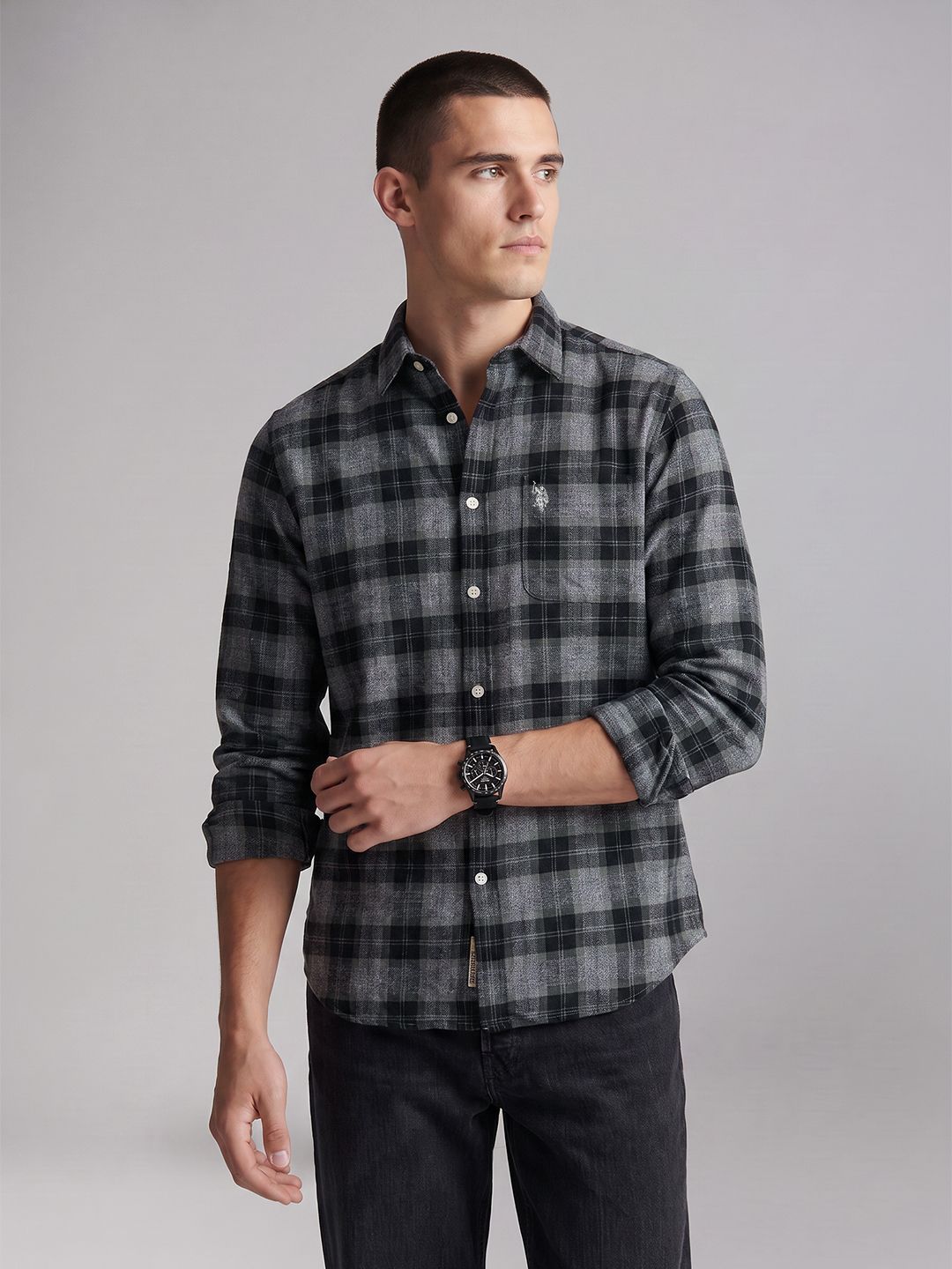 U.S. Polo Assn. Denim Co. Tartan Checked Pure Cotton Casual Shirt-picture-32