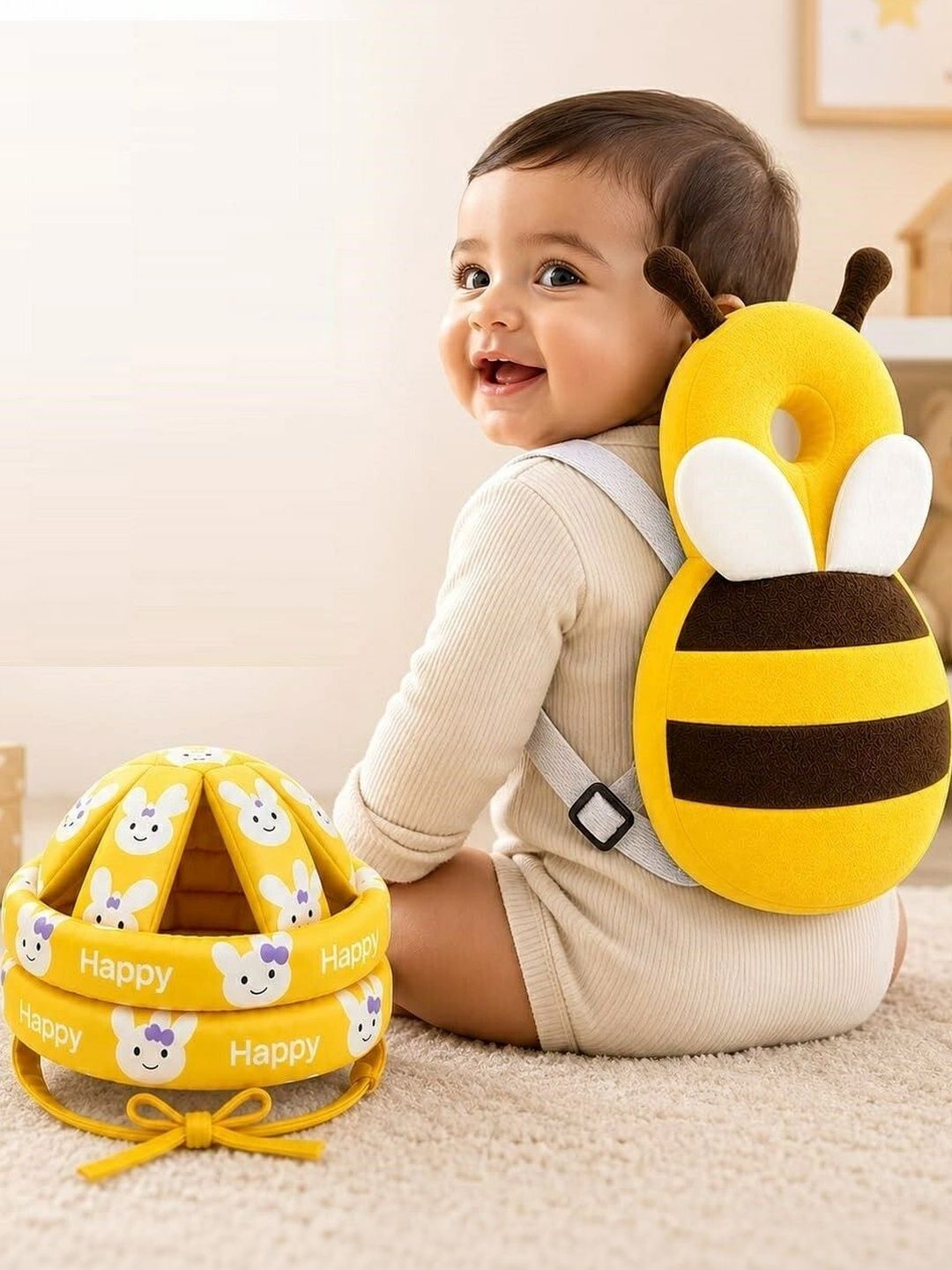 GLAMEZONE Kids Anti Fall Head Protector Backpack With Soft Safety Cap-picture-14