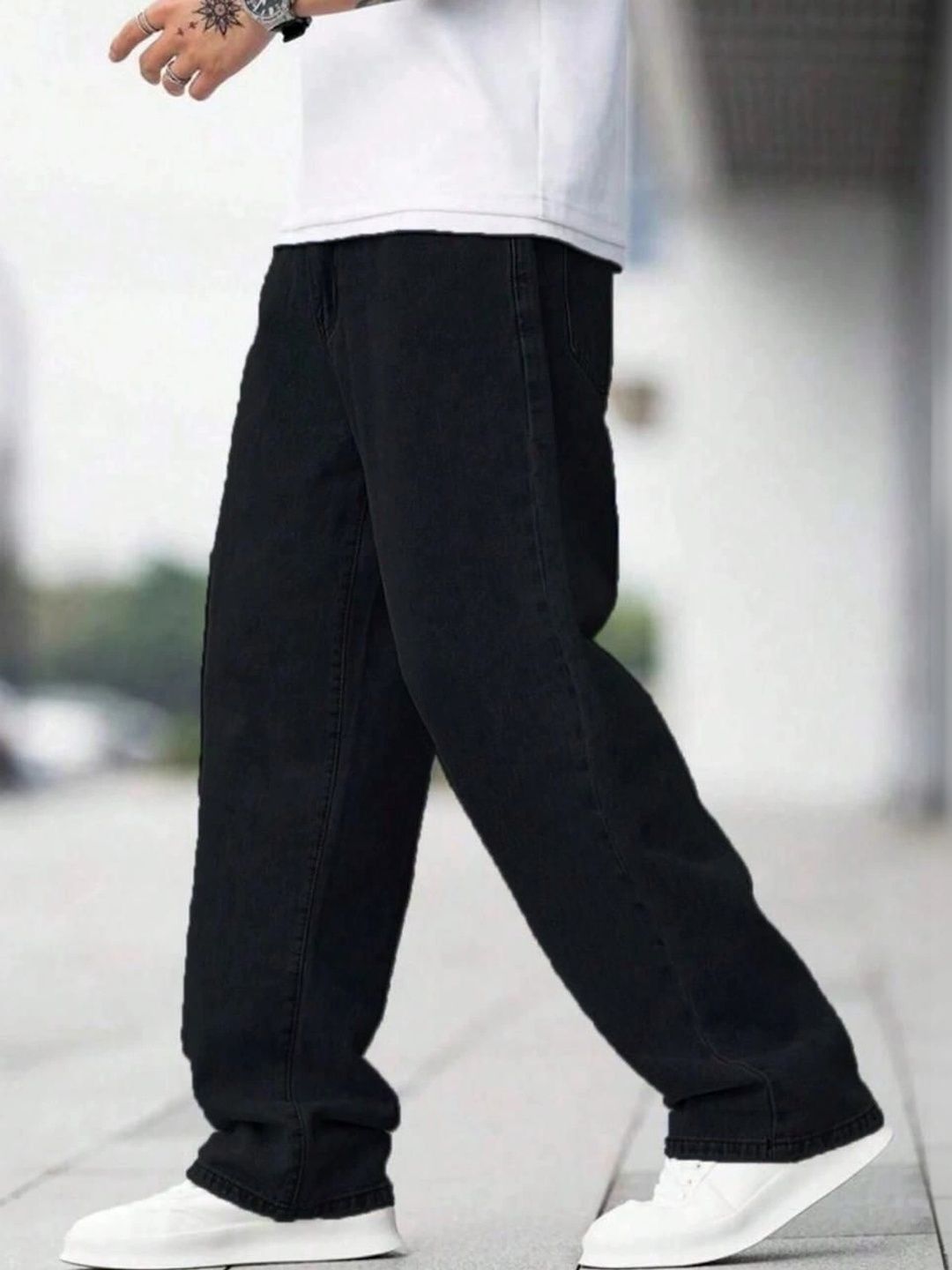 FLAYING Men Loose Relaxed Fit Mid-Rise Jeans-picture-14