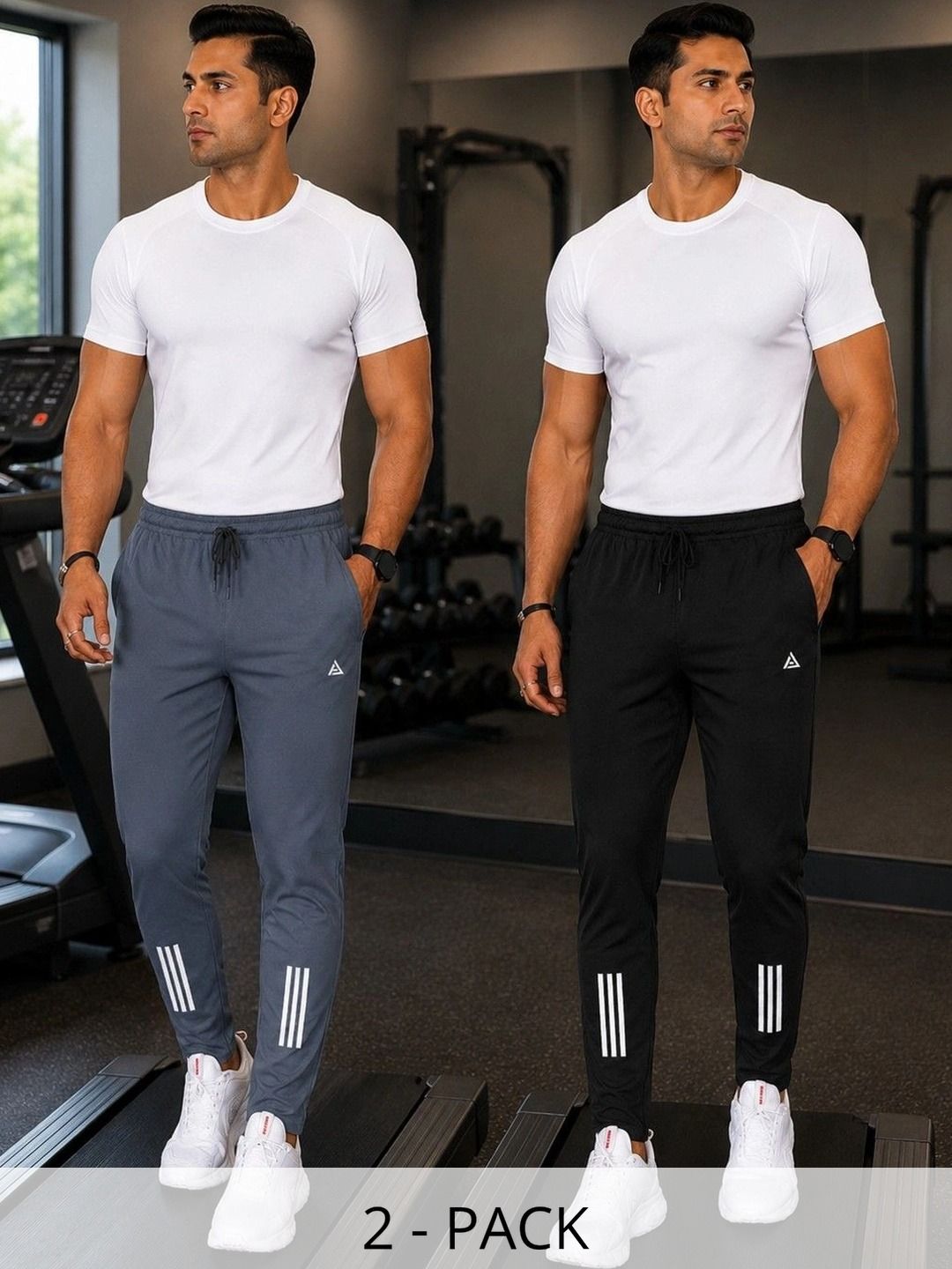 AVOLT Men Pack of 2 Regular Fit Brand Logo Training Track Pants-picture-20