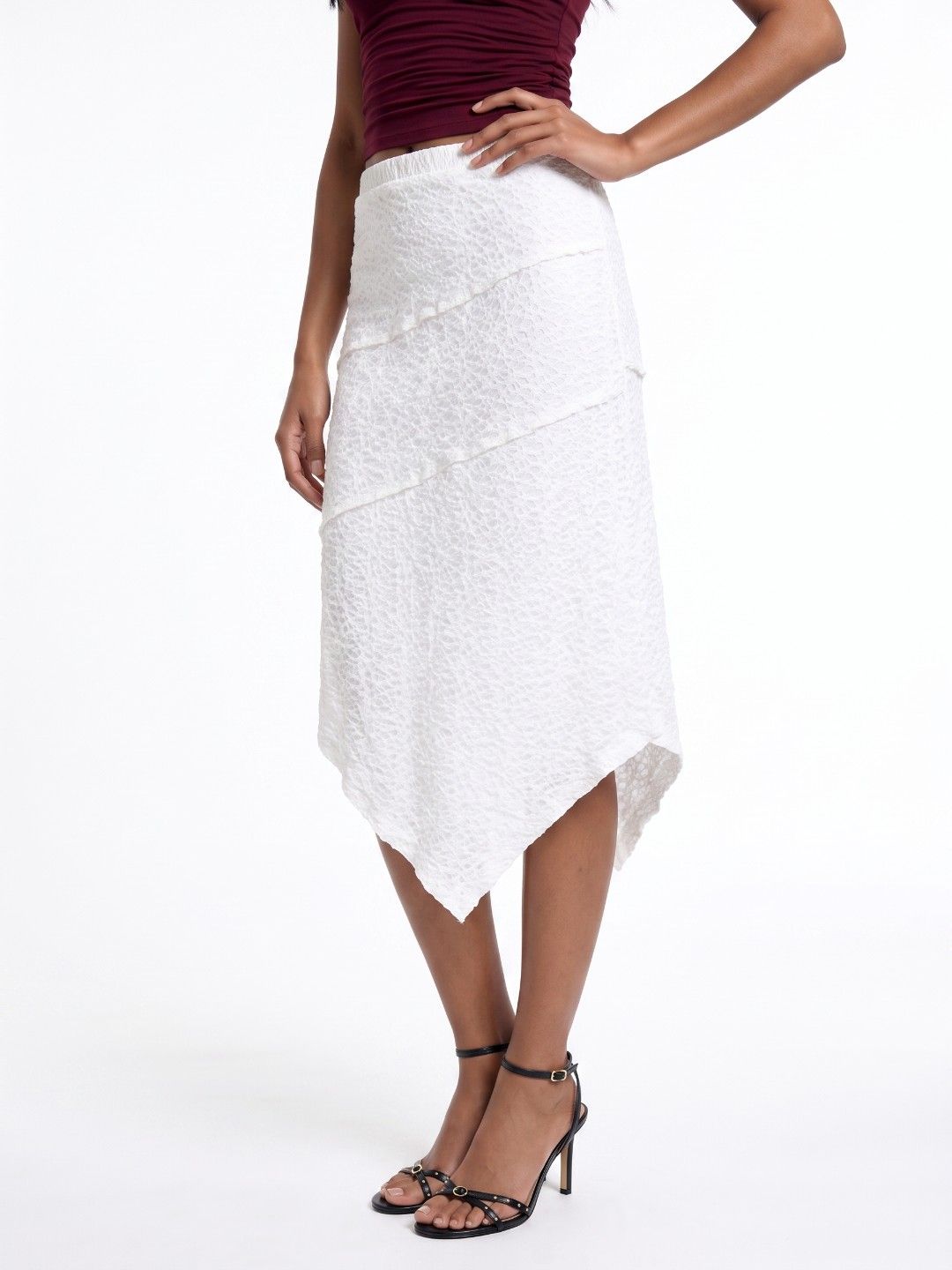 glitchez Women Textured Midi A-Line Skirt-picture-12