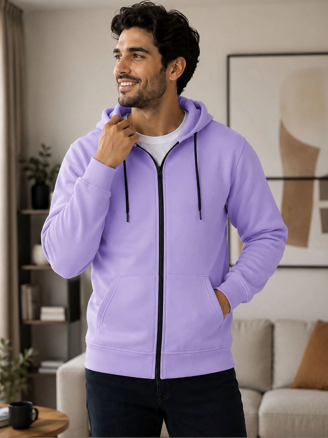 THE BEETEL HOUSE Men Fleece Open Front Jacket-picture-11