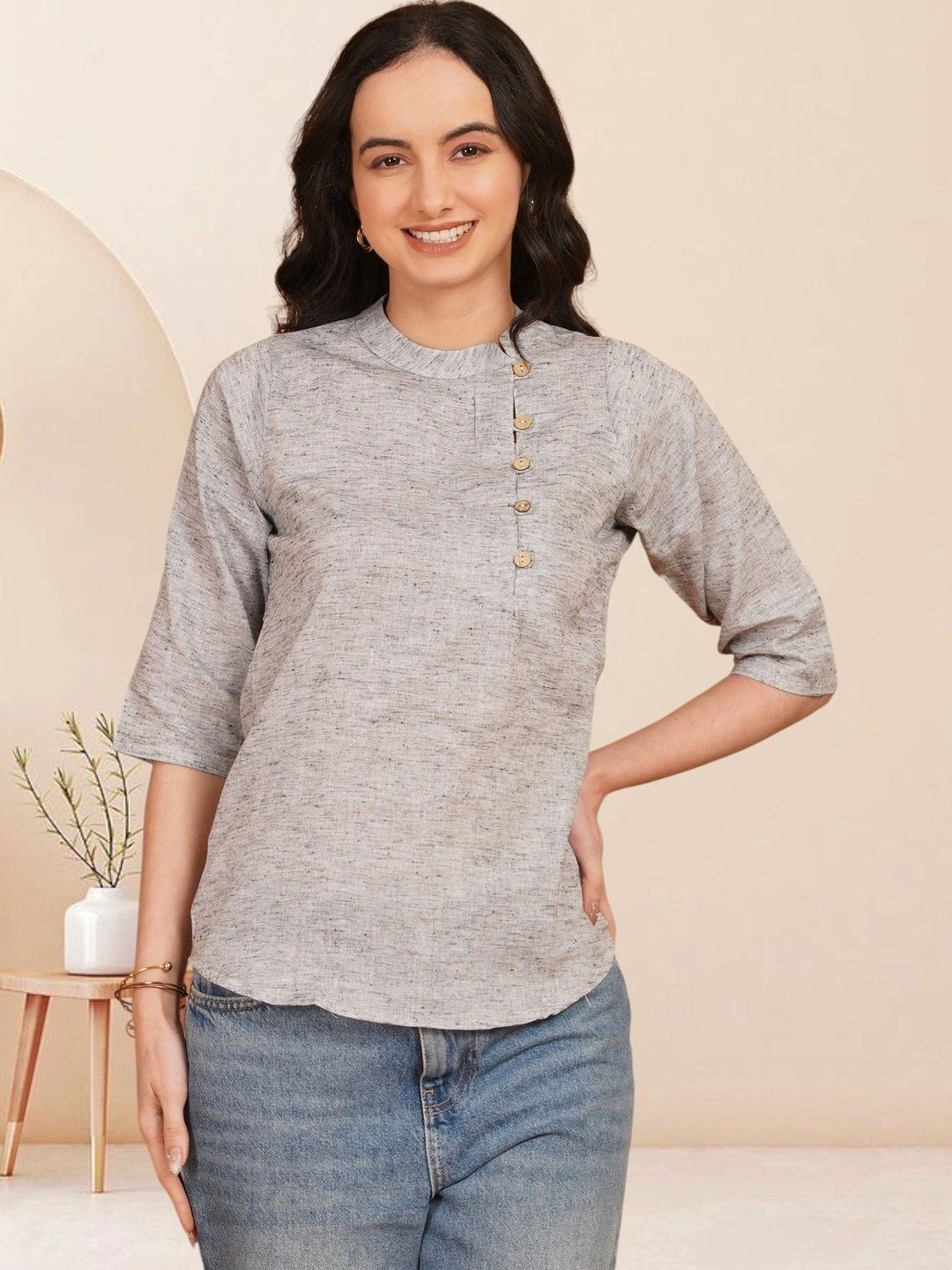 KALAMIR Woven Design Pure Cotton Blend Khadi Kurti-picture-10