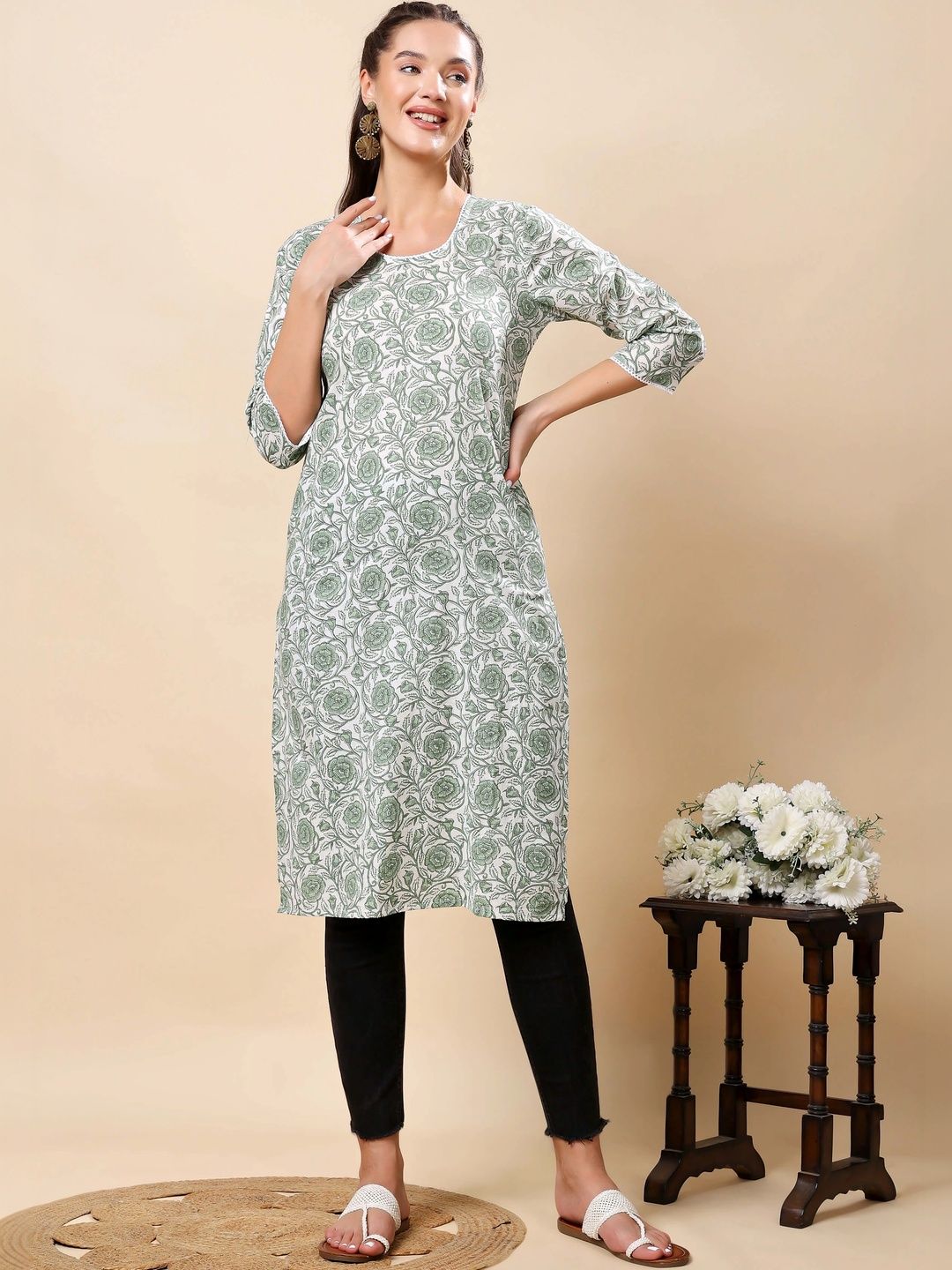 RABRIC Floral Printed Pure Cotton Kurti-picture-11