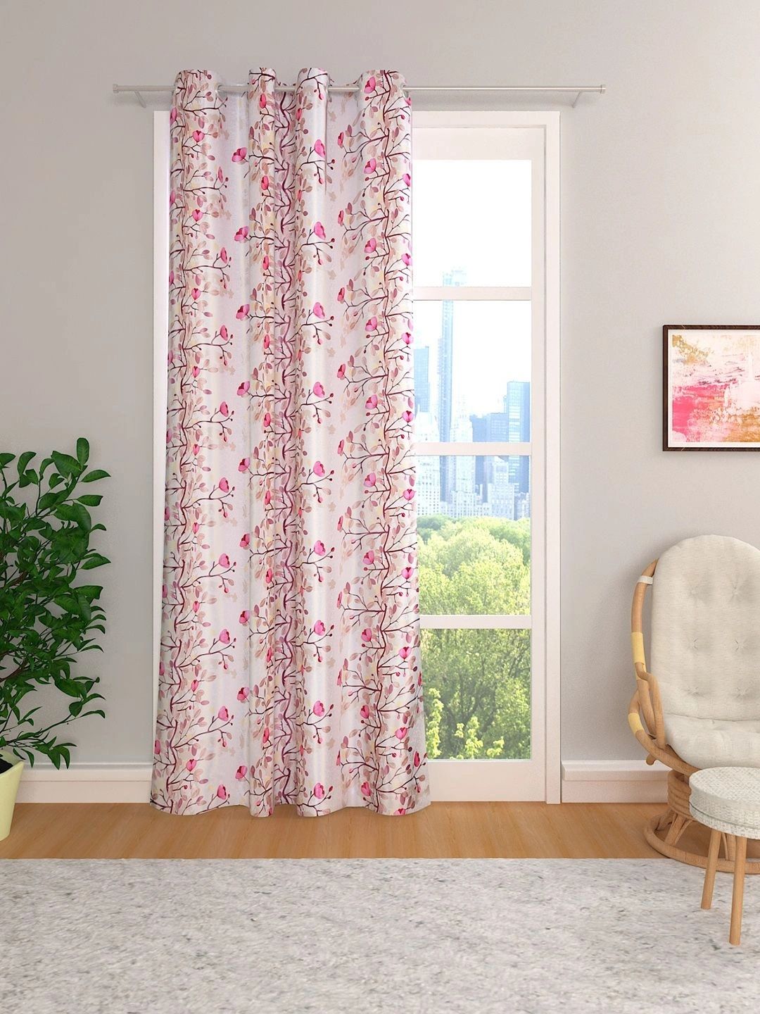 THE CONVERSION Pink Floral Long Door Curtain-image-21